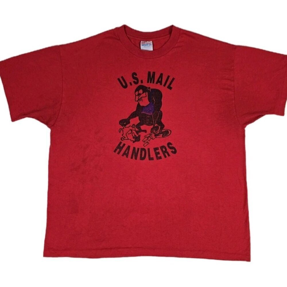 Vintage 90's US MAIL HANDLERS Mailman vs Gorilla Funny Graphic T-Shirt Men XL